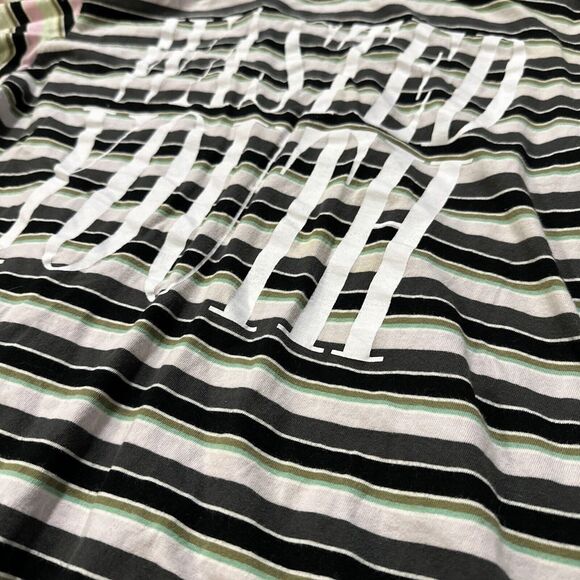 EUC WESC Men's Large Women's XL Wasted Youth T Shirt Stripe Black Color - Picture 3 of 5